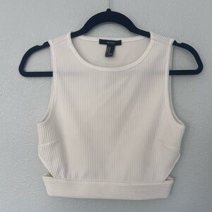 Forever 21 Ribbed White Sleeveless Crop Top Size Medium
